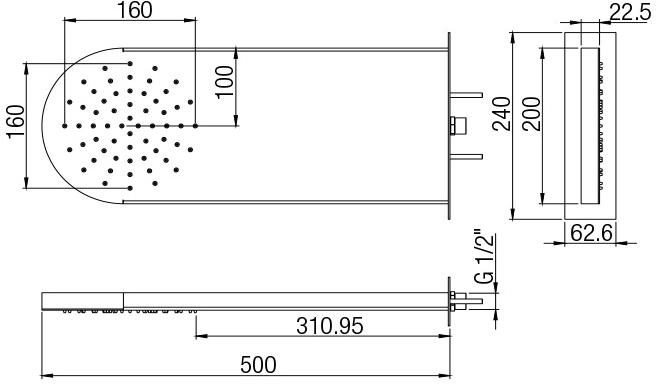 1811077JA00 Настенный излив для душа, без каскада Jacuzzi  - Вид №1