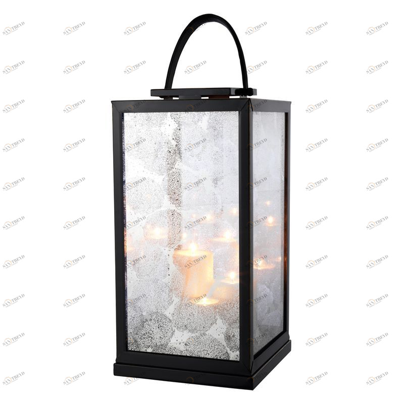 Подсвечник-фонарь черный с матовым стеклом Mandola L от Eichholtz EICHHOLTZ EICHHOLTZ 060337 Черный 