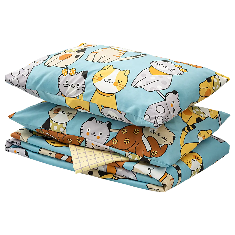 Комплект постельного белья Amore Mio Китти полутораспальный сатин разноцветный STLM-2035377 - Вид №1