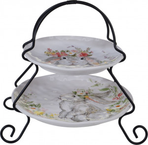 10648273 Certified International Блюдо двухъярусное Certified Int. Милый кролик 18см, 23см, керамика Керамика