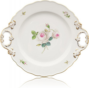 10558857 Meissen Блюдо круглое 30см с ручками "Белая роза" Фарфор