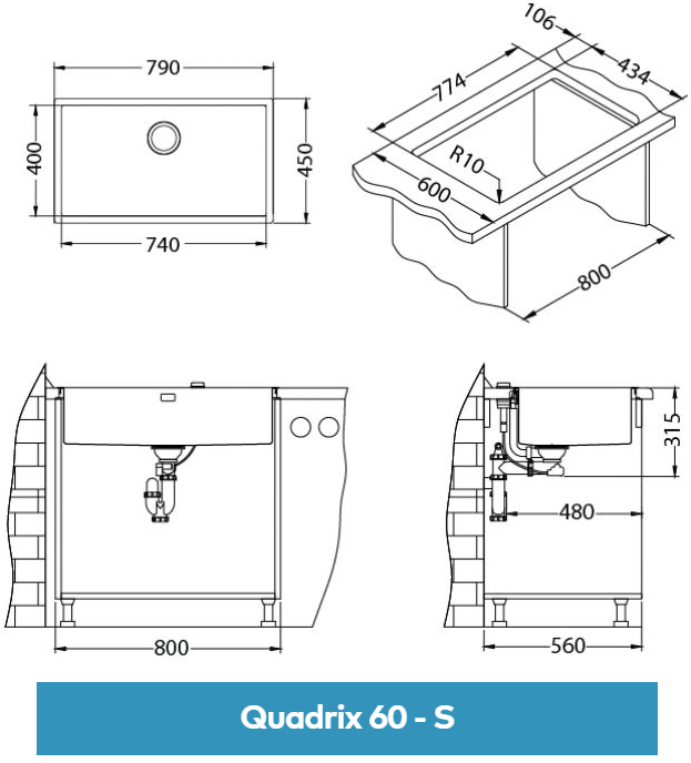 Мойка Alveus Quadrix 60 1092477 - Вид №3