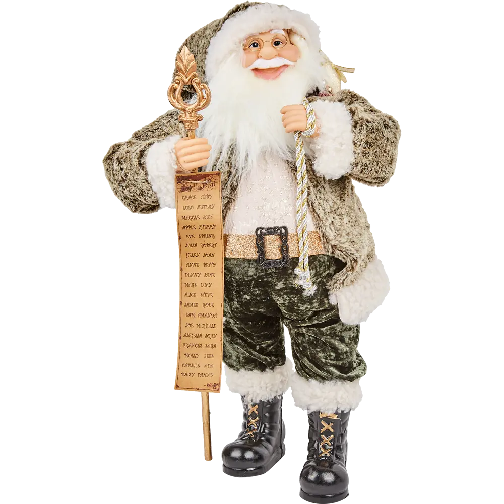 Фигурка декоративная «Дед Мороз со свитком», 60 см, пластик, цвет зелёный/бежевый RELANCE STLM-2062094 - Вид №2