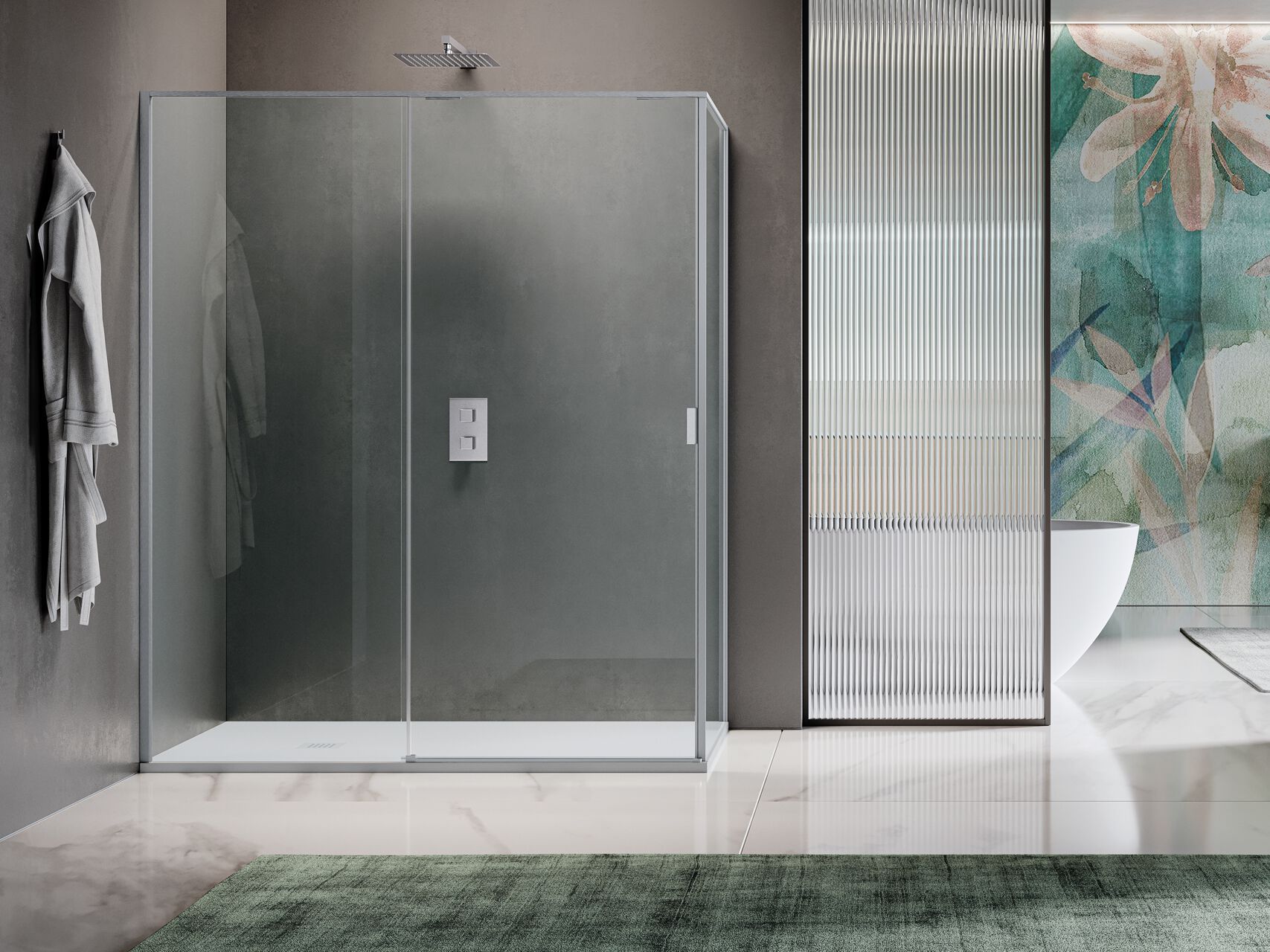 Двухдверная раздвижная дверь только для угла с фиксированной стеной Samo PYXIS ARCH-00023807