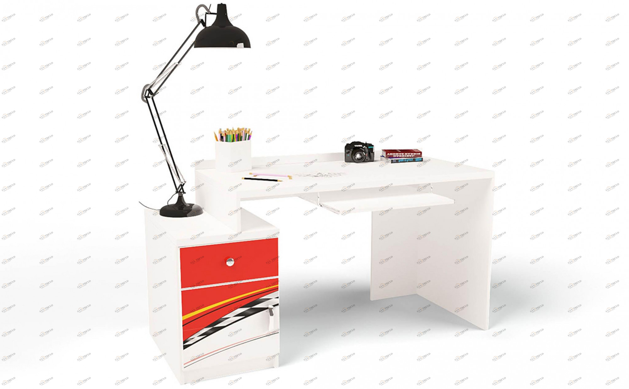 Стол модульный ABC-KING Г Тумба 400 La-Man ПРАВЫЙ красный 4631147960160