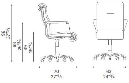 Poltrona Frau Кресло руководителя, обитое кожей, с 5 спицами и колесами L'ufficio - poltrone ufficio sun-id-1348861 - Вид №4