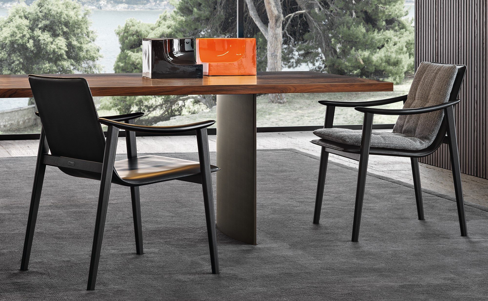 Кожаный стул со встроенной подушкой из ткани Minotti Fynn ARCH-00117472 - Вид №3