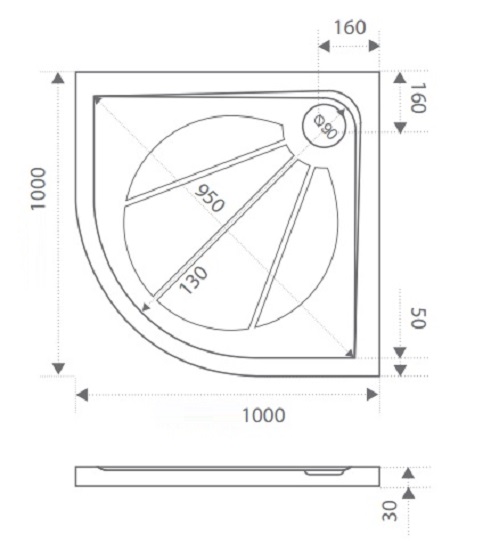 ЛП00011 Душевой поддон Bas Эклипс Santreyd - Вид №1