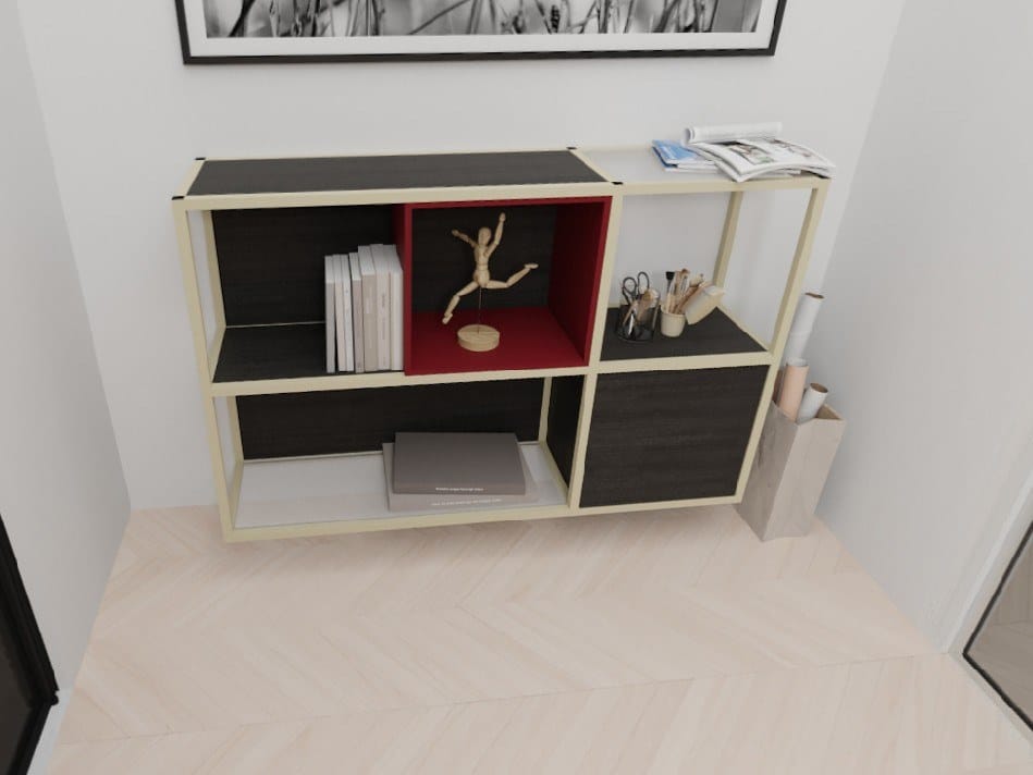 Подвесная консоль из алюминия и дерева с полками raumplus Creo ARCH-00048201 - Вид №1