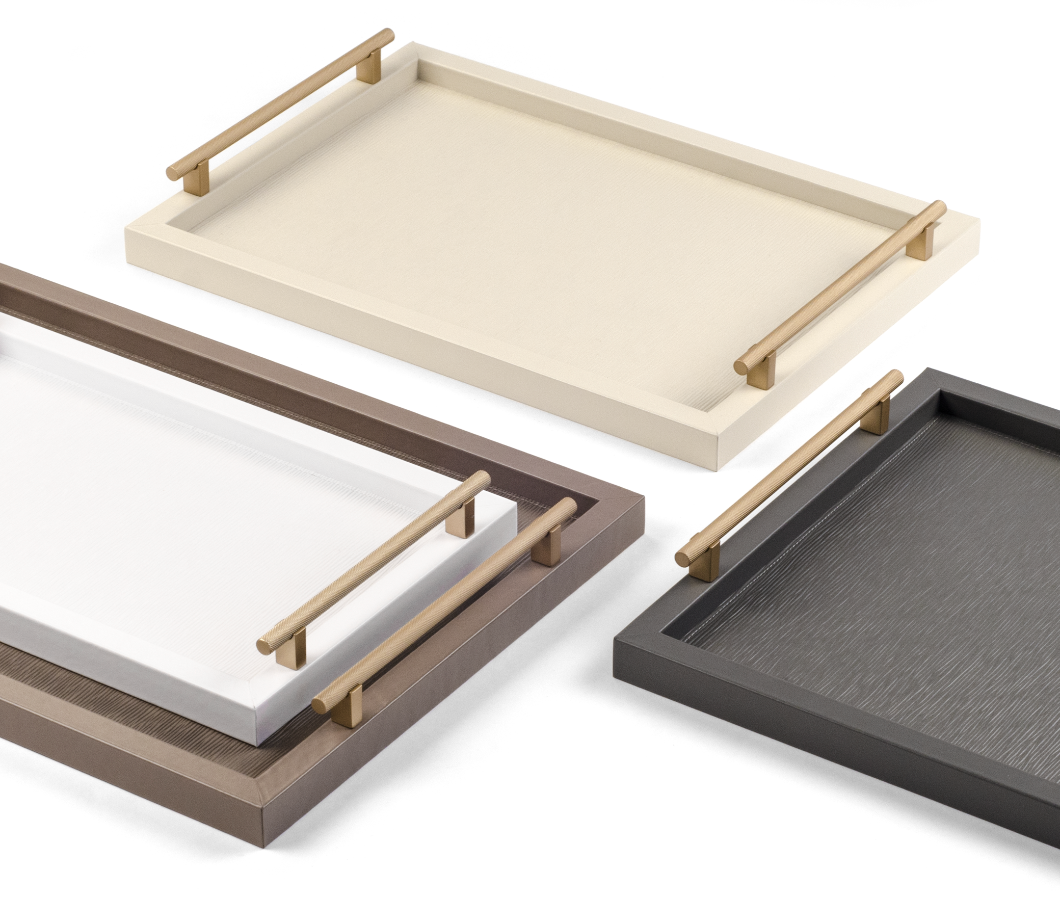 Дафне Поднос - 45X32 см / металл-финиш_сатин-латунь / дюнная кожа_кремовый Pinetti G5.1901.027.027 - Вид №2