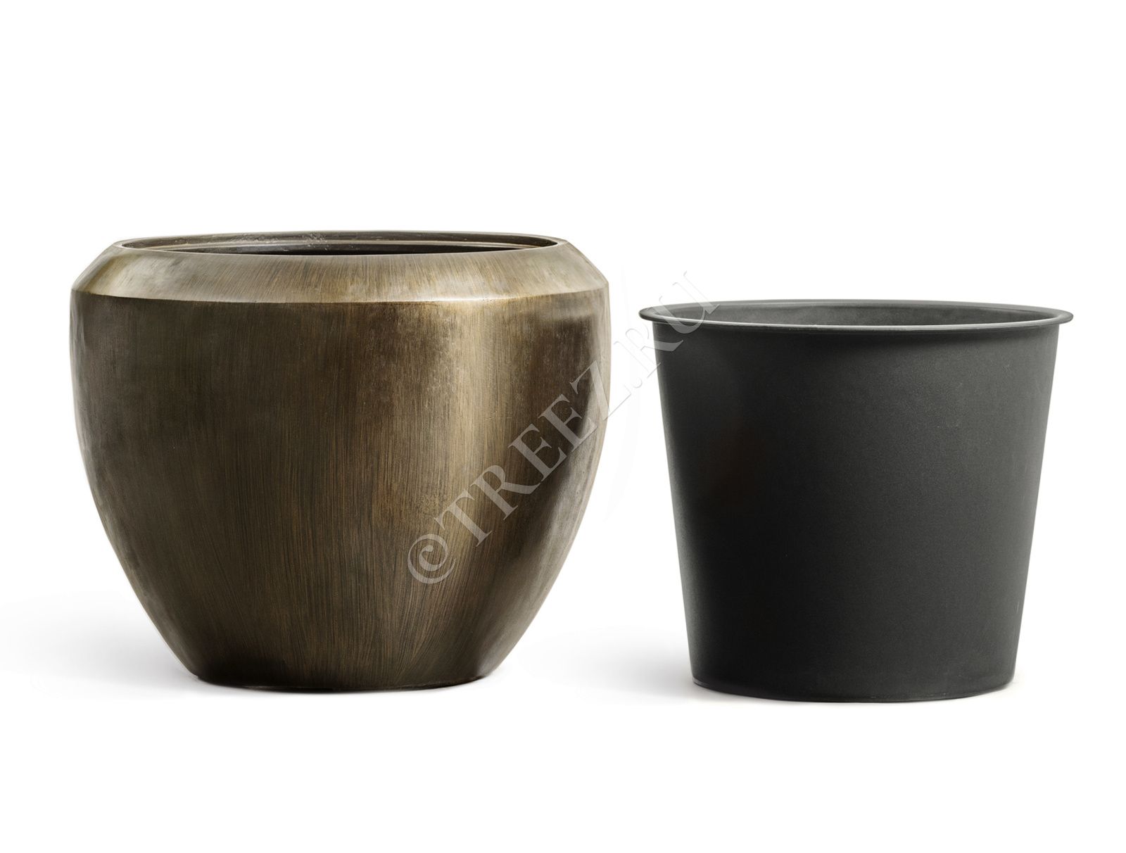 41.3321-07-046-GRP-56 Кашпо  Effectory - серия Metal - Чаша Design - Чернёная бронза Цветочная коллекция  - Вид №3