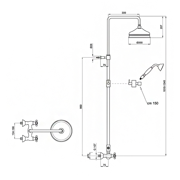 OT760405010 Душевая стойка Webert Ottocento - Вид №4