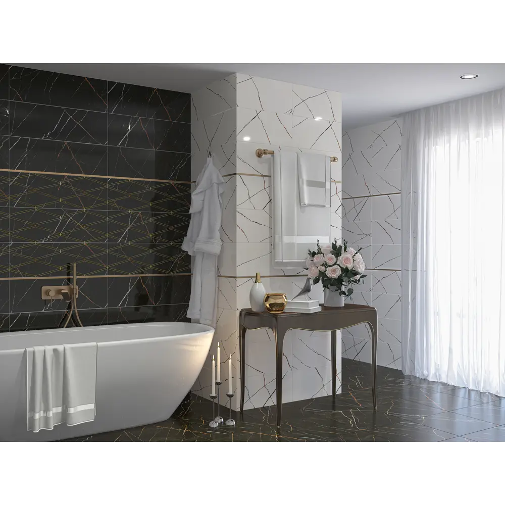 Плитка напольная Black and Gold 42x42 см цвет черный Santreyd Black Gold STLM-2135556 - Вид №1