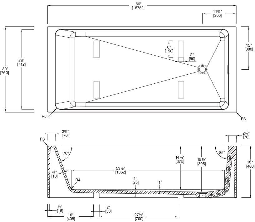 Blu Bathworks® Прямоугольная ванна синего цвета ∙ stone ™ Metrix Bt0105.01 - Вид №4