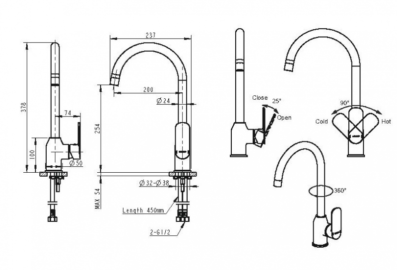 Смеситель для кухни Louise F7191183CP-RUS bravat - Вид №1
