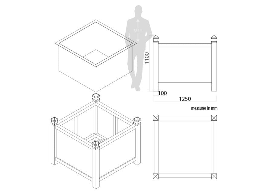 Стальная квадратная высокая плантатор Lazzari Plaza ARCH-00139084 - Вид №2