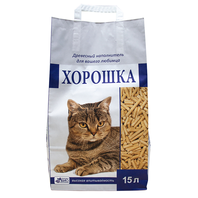 ПР0031332 Наполнитель для кошачьего туалета древесный 15л ХОРОШКА 