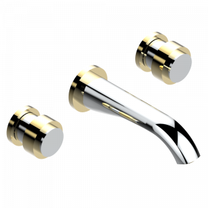 U4A-40GB Внешняя часть смесителя встраиваемого в стену для раковины на три отверстия с изливом ГОЛИАФ Thg-paris Diplomate с гладкими кольцами Хром/золото