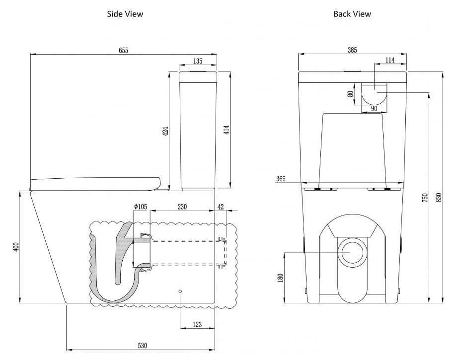 Напольная керамическая моноблочная туалетная комната LUSSO без ARCH-00142266 - Вид №1