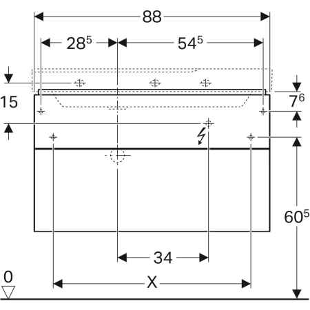 500.516.43.1 Шкафчик для раковины Geberit Xeno² с полкой, с двумя выдвижными ящиками Geberit  - Вид №3