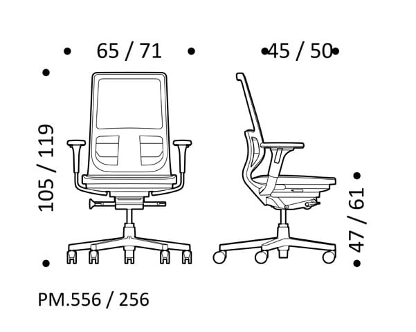 5-спицевое вращающееся сетчатое офисное кресло с колесами ICF PYLA MESH ARCH-00128670 - Вид №6