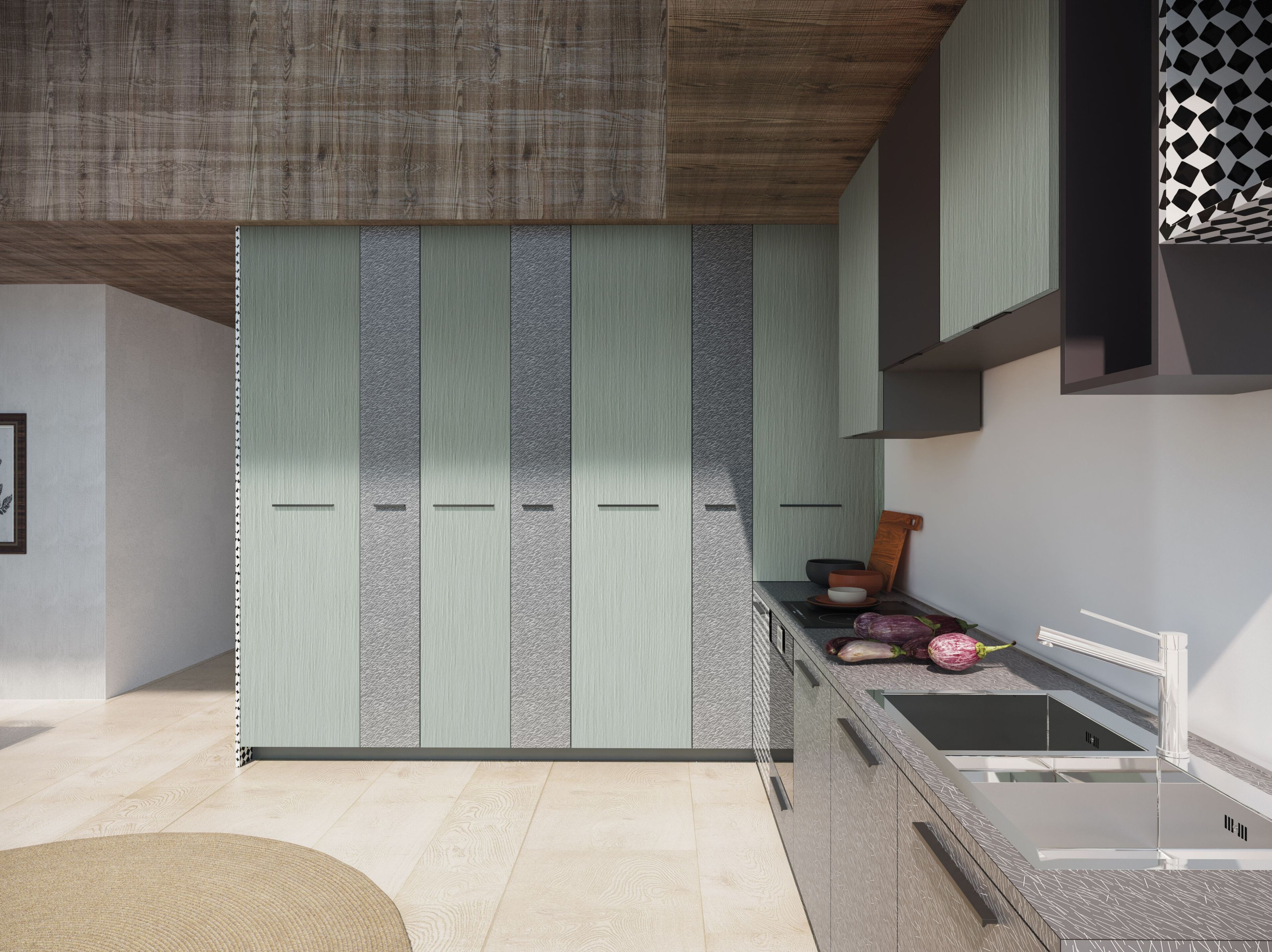 Встроенная кухня с ручками De Rosso For_Me ARCH-00085322