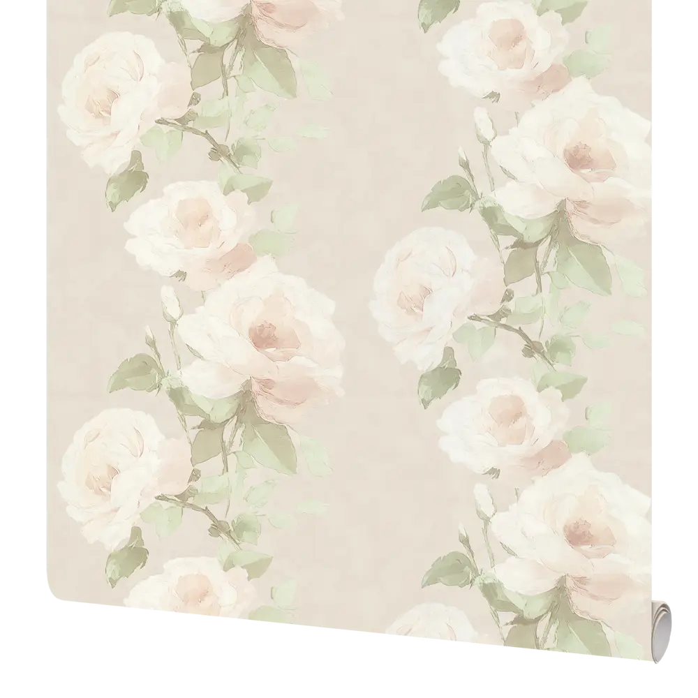 Флизелиновые обои Сильвия темно-бежевые с цветочным рисунком 89439246 Santreyd STLM-1582206