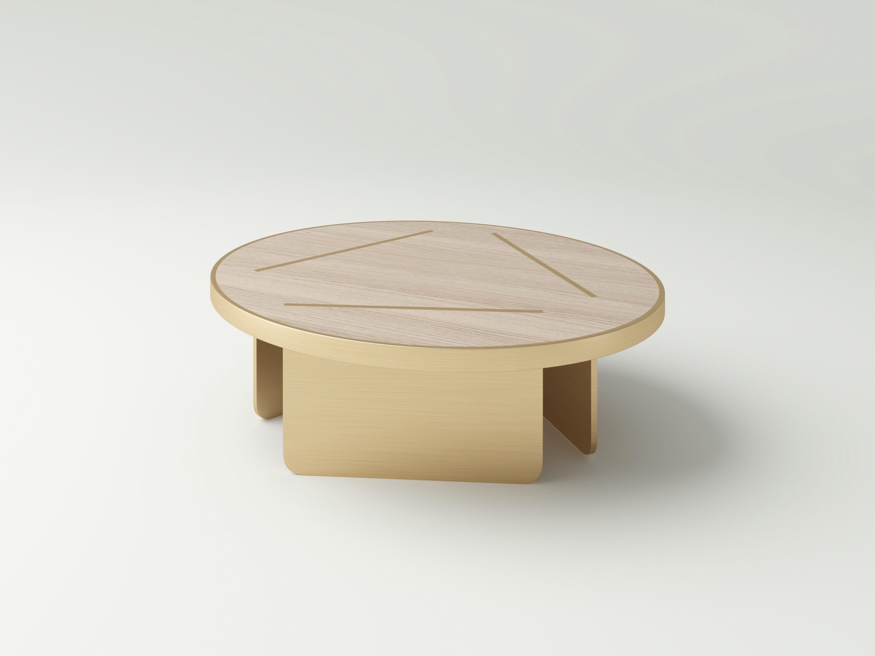 Круглый журнальный столик из дуба и латуни NITZAN HOME LUNA ARCH-00022931 - Вид №1