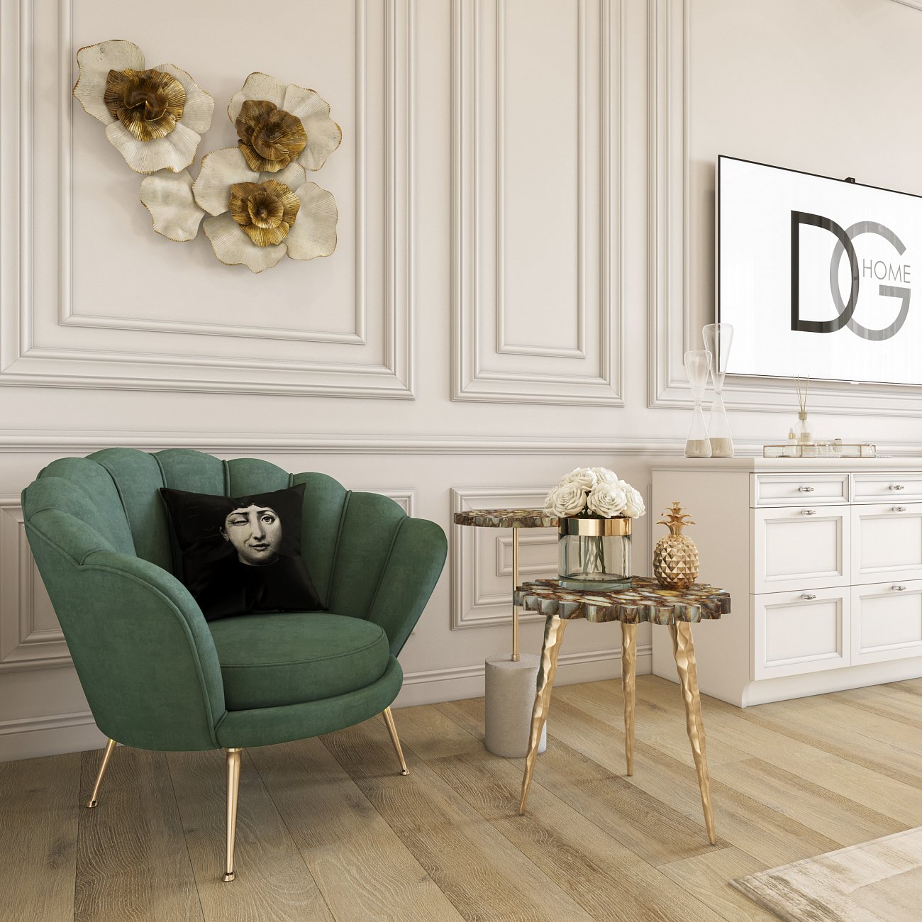 Кресло черное круглое с фигурной спинкой Trapezium от Eichholtz EICHHOLTZ ДИЗАЙНЕРСКИЕ 247869 Черный  - Вид №6