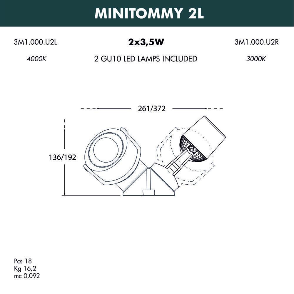 Уличный настенный светодиодный светильник Fumagalli Minitommy 2L 3M1.000.000.AXU2L FUMAGALLI MINITOMMY 272155 Черный  - Вид №1