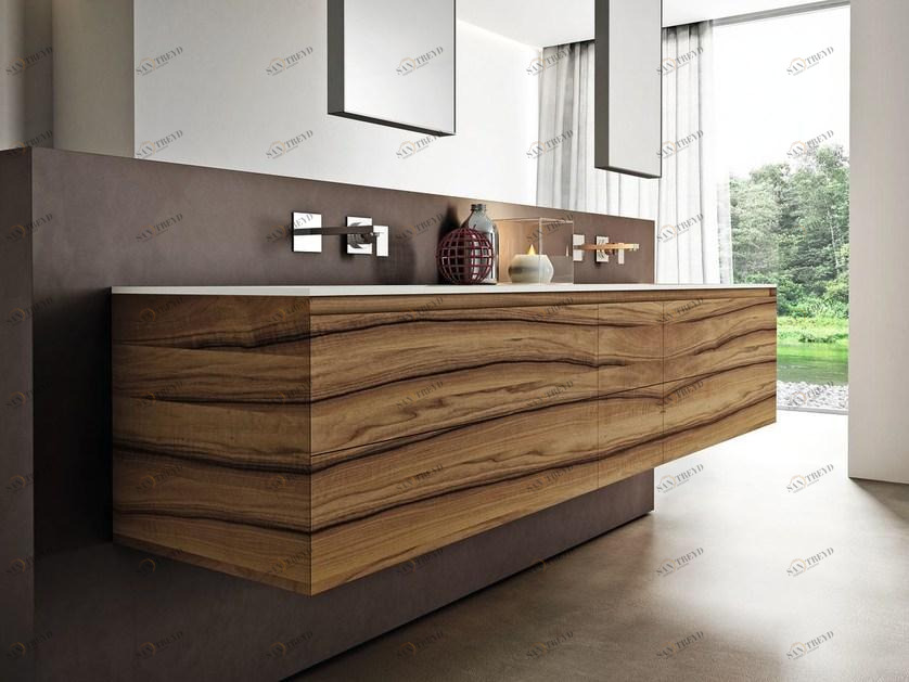 Ideagroup Полная мебель для ванной из ореха Cubik sun-id-1403084