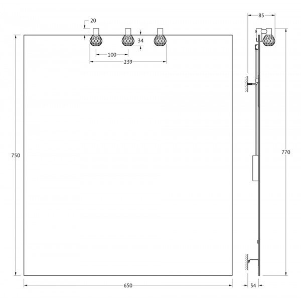 Зеркало со светильниками (65х75 см) ELLUX (Чехия) CRY-B3 0208 sun-id-561524 - Вид №2