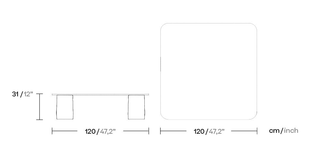 Стеклянный и керамический садовый квадратный журнальный столик Kettal Plumon ARCH-00003493 - Вид №2
