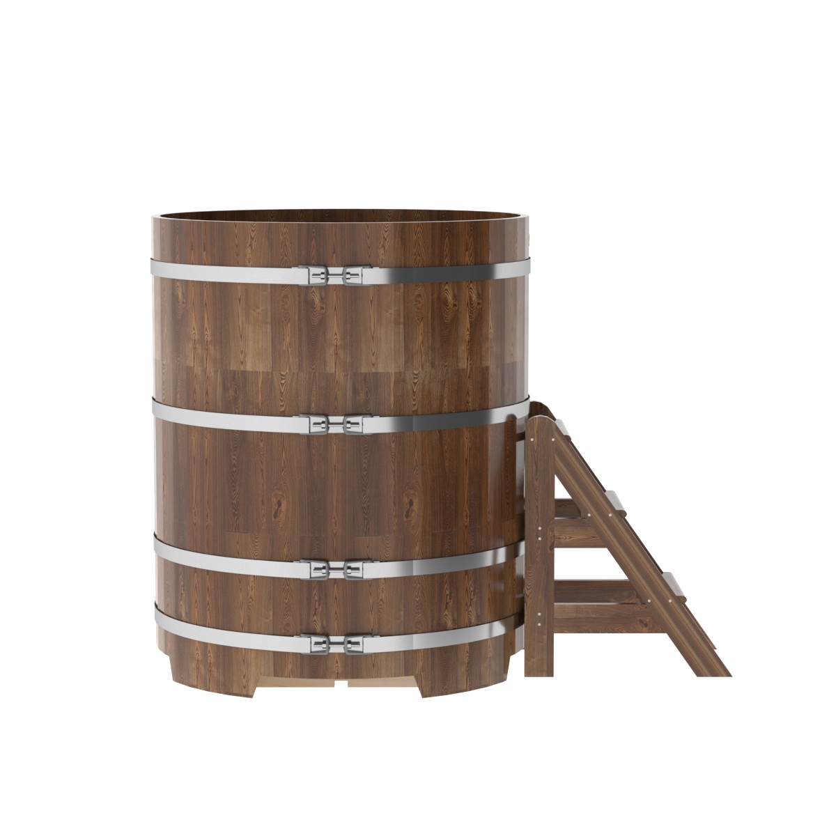 1508 Купель круглая из сращенных ламелей лиственницы d=1,17х1,4 морёная Alyarus  - Вид №2