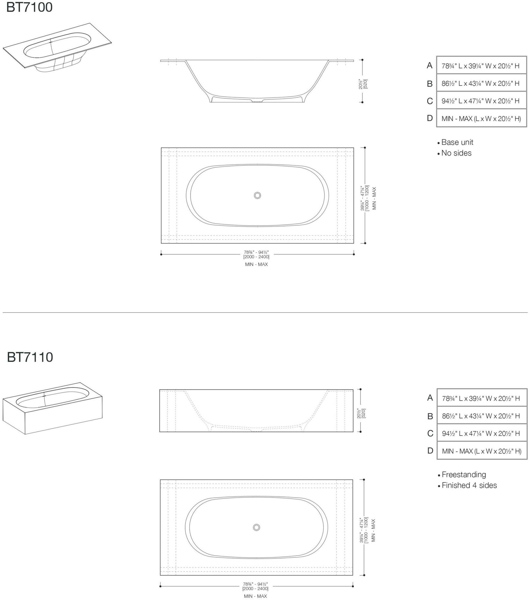 Blu Bathworks® Прямоугольная ванна синего цвета ∙ stone ™ Designer bathtub series Bt7100 - Вид №1