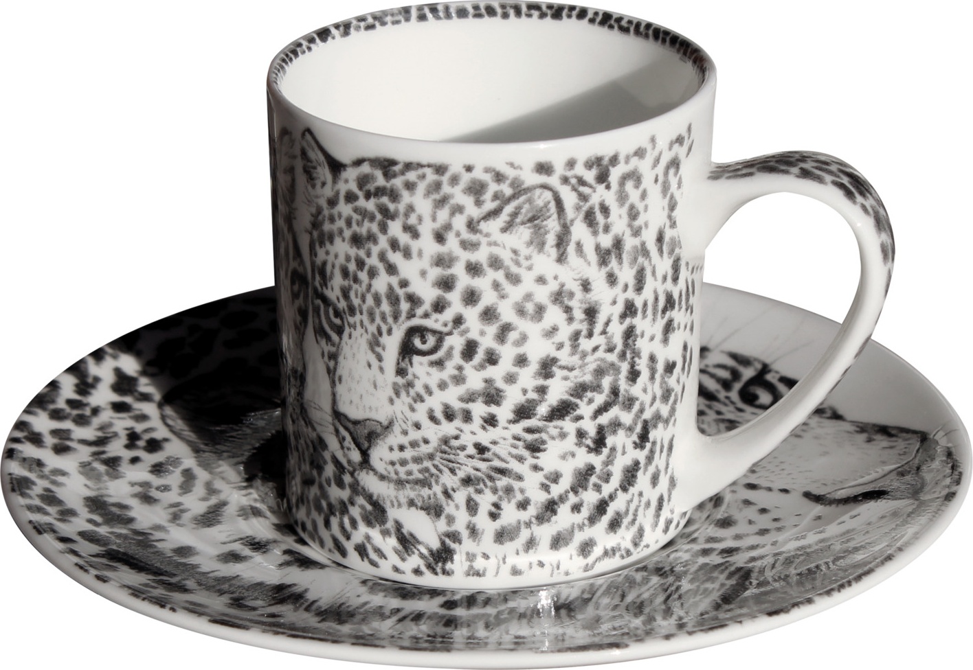 10640813 Taitu Чашка для эспрессо с блюдцем Taitu "Дикий нрав.Леопард" 100мл Фарфор костяной 