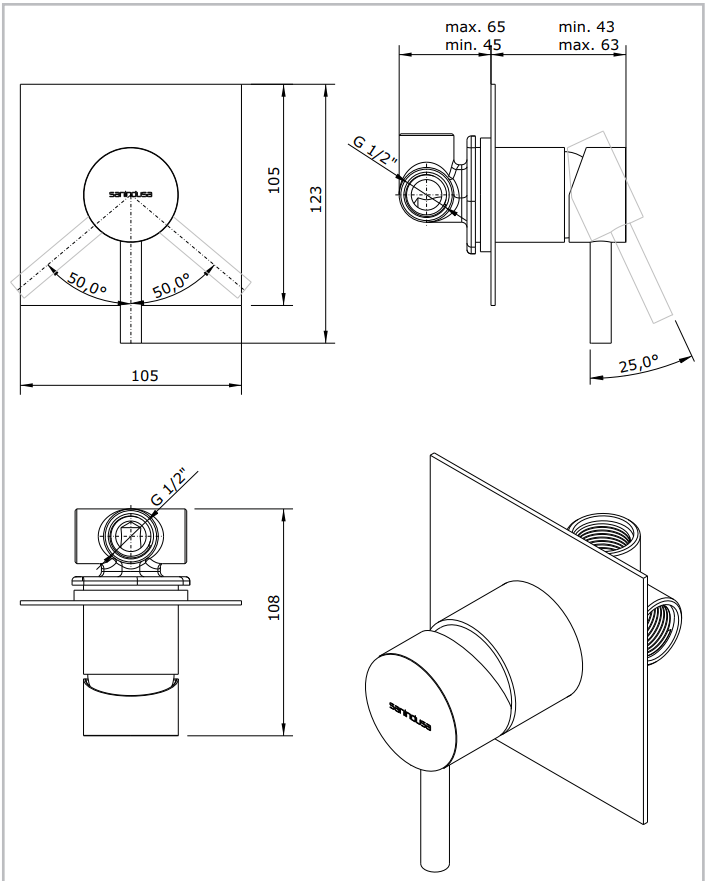 Смеситель для душа Sanindusa New icon 526710111С New icone - Вид №1