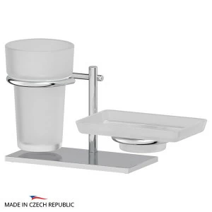 Держатель с матовыми стаканом и мыльницей настольный Ellux DOMINO DOM 004-C04