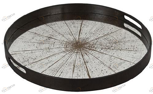 Ethnicraft Круглый поднос из дерева и стекла Classic 20402