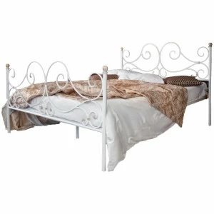 Кованая двуспальная кровать 180х200 с двумя спинками белая "Верона" FRANCESCO ROSSI ВЕРОНА 134689 Белый
