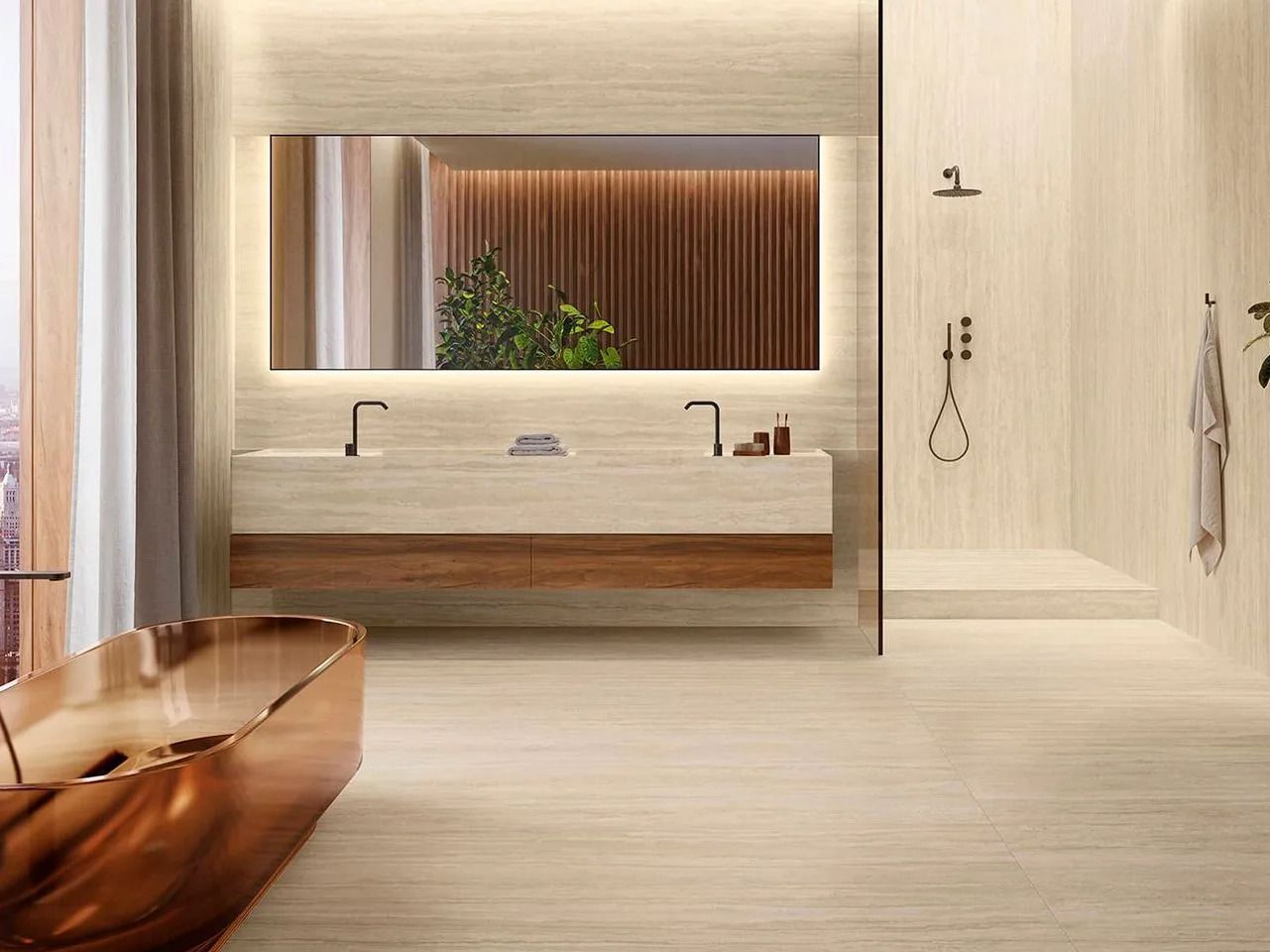 Керамогранит с мраморным эффектом Atlas Plan TRAVERTINO ROMANO SAND ARCH-00072053