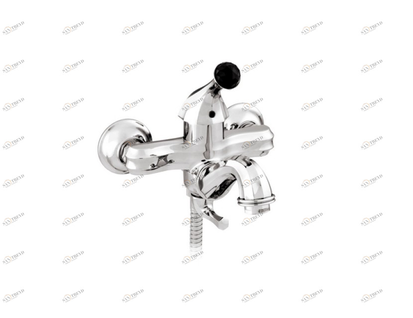 038112.N00.00 Смеситель-монолевер для ванны с черными кристаллами Swarovski Золото 24К Mestre Indica