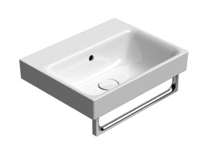 Керамическая прямоугольная раковина с держателем для полотенец