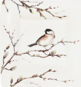 10667990 Gien Блюдо квадратное Gien Лесные птицы 17х17см, фаянс Фаянс