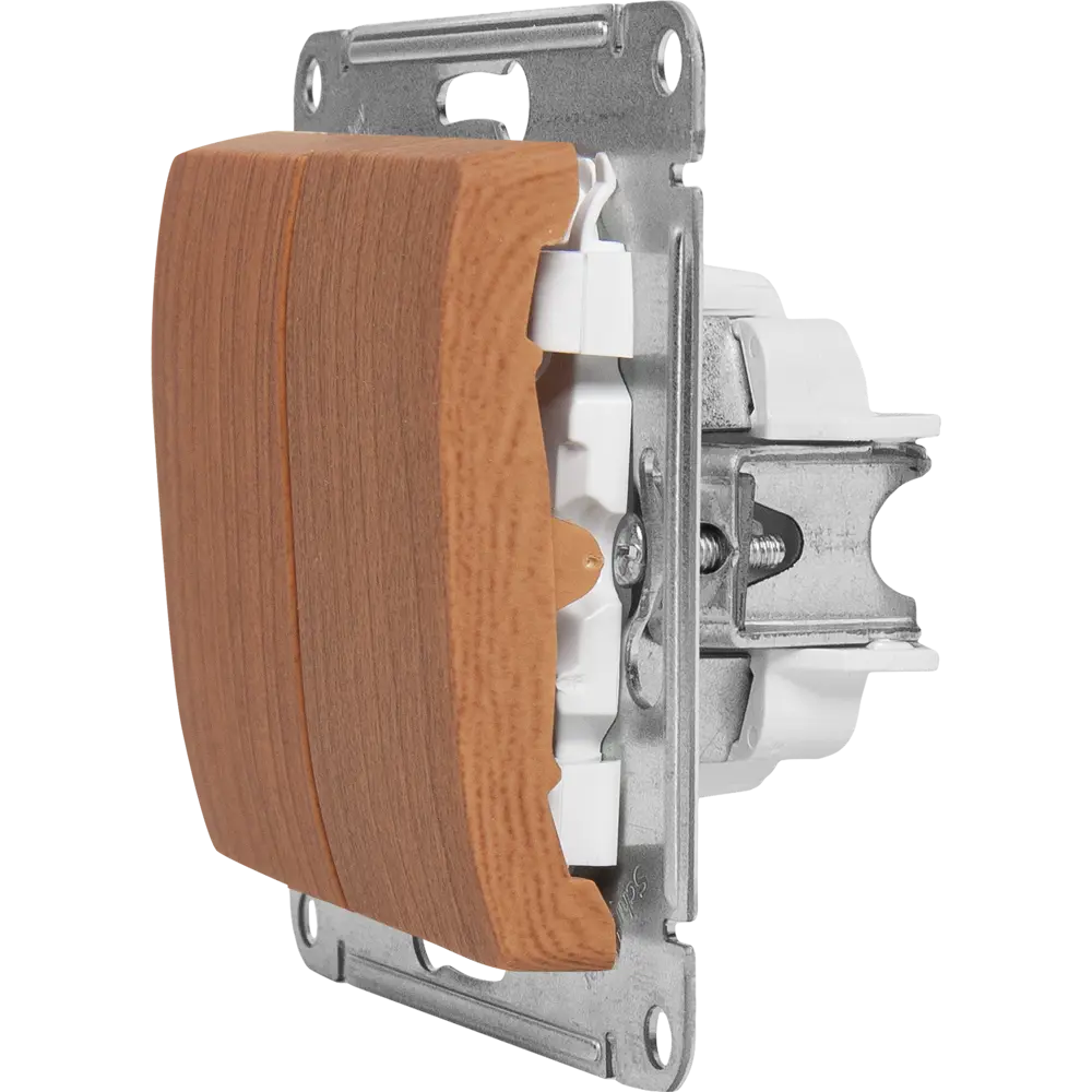 Выключатель проходной встраиваемый Systeme Electric Glossa 2 клавиши цвет дуб STLM-2115601 - Вид №4