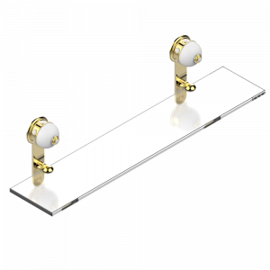 U1S-564 Полка стеклянная 60 cм с кронштейнами Thg-paris Sully Покрытие PVD золотистый цвет