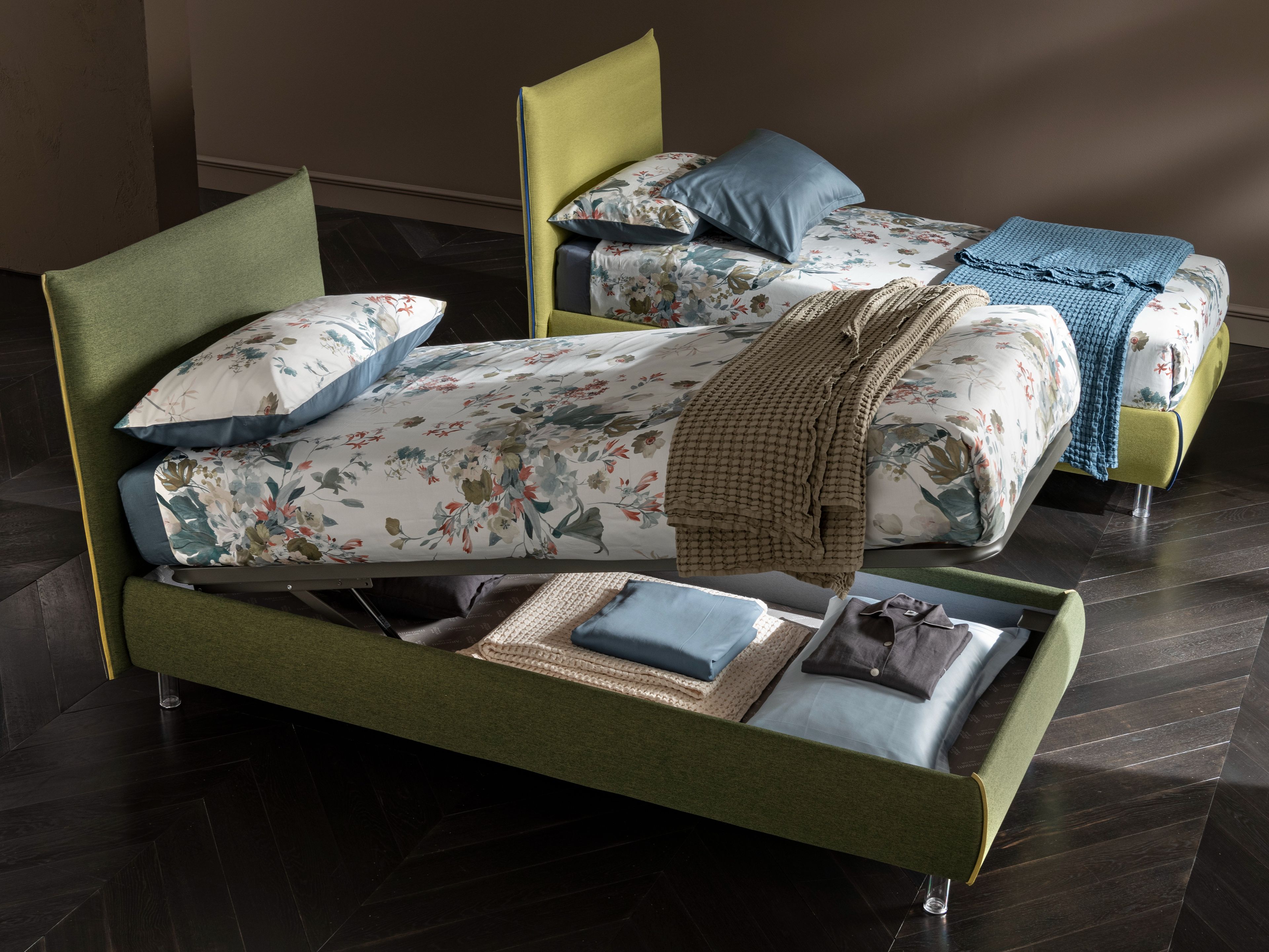 Односпальная кровать для хранения ткани с мягким изголовьем Altrenotti Soul Young ARCH-00079699