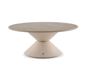 Круглый журнальный столик с регулируемой высотой из ясеня с травертиновым верхом