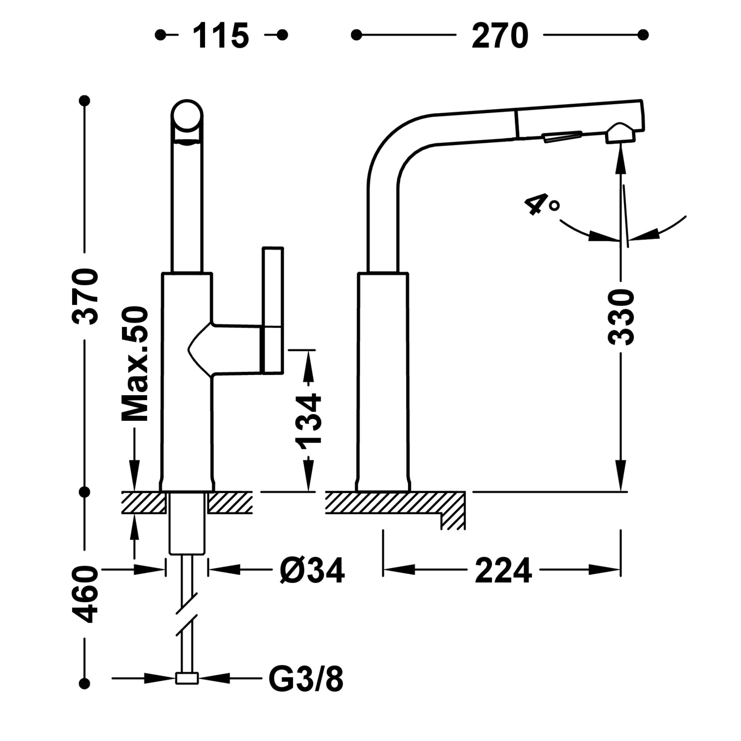 КУХОННЫЙ однорычажный смеситель со съемным носиком и 2 видами струи для кухни-23043803AC TRES Kitchen - Вид №1