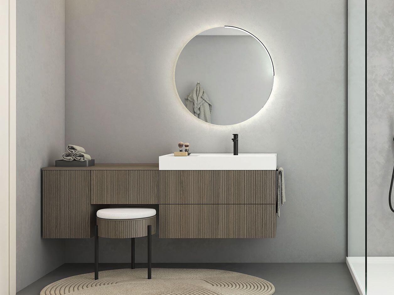 Деревянный подвесной туалетный столик с зеркалом LEGNOBAGNO Re-Stretch ARCH-00135519